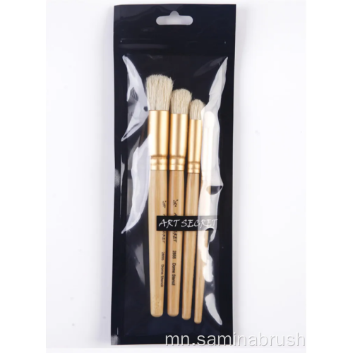Мэргэжлийн Stencen Strent Spret Set Bristle Shrite модон бариул